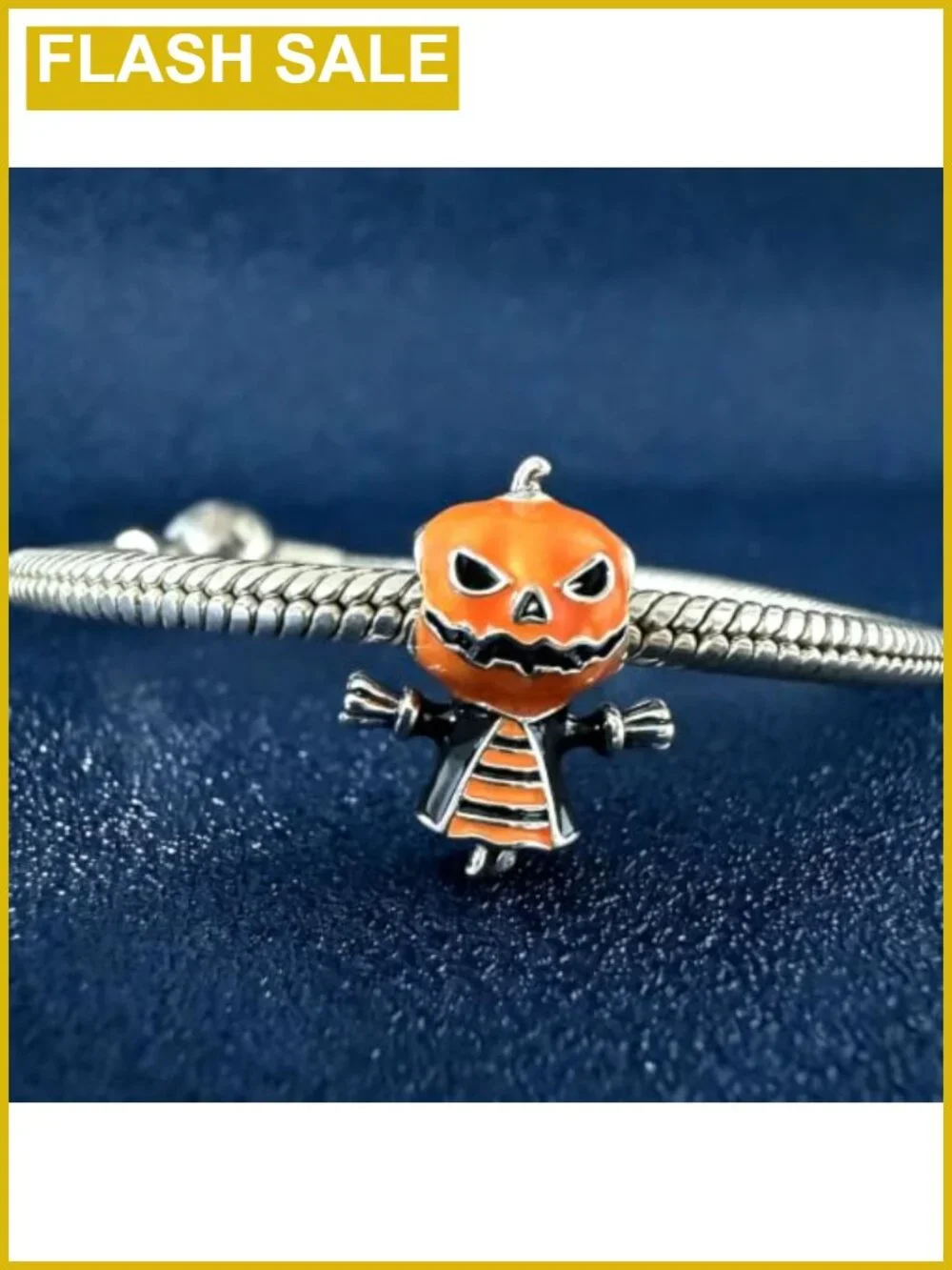 Sterling Silver Pumpkin Scarecrow Charm for Bracelets Necklaces